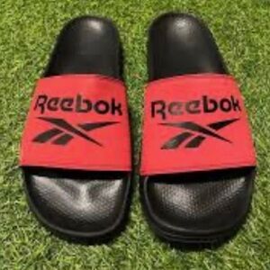 Reebok NWOT Red/Black Logo Adjustable Strap Slide Sandals